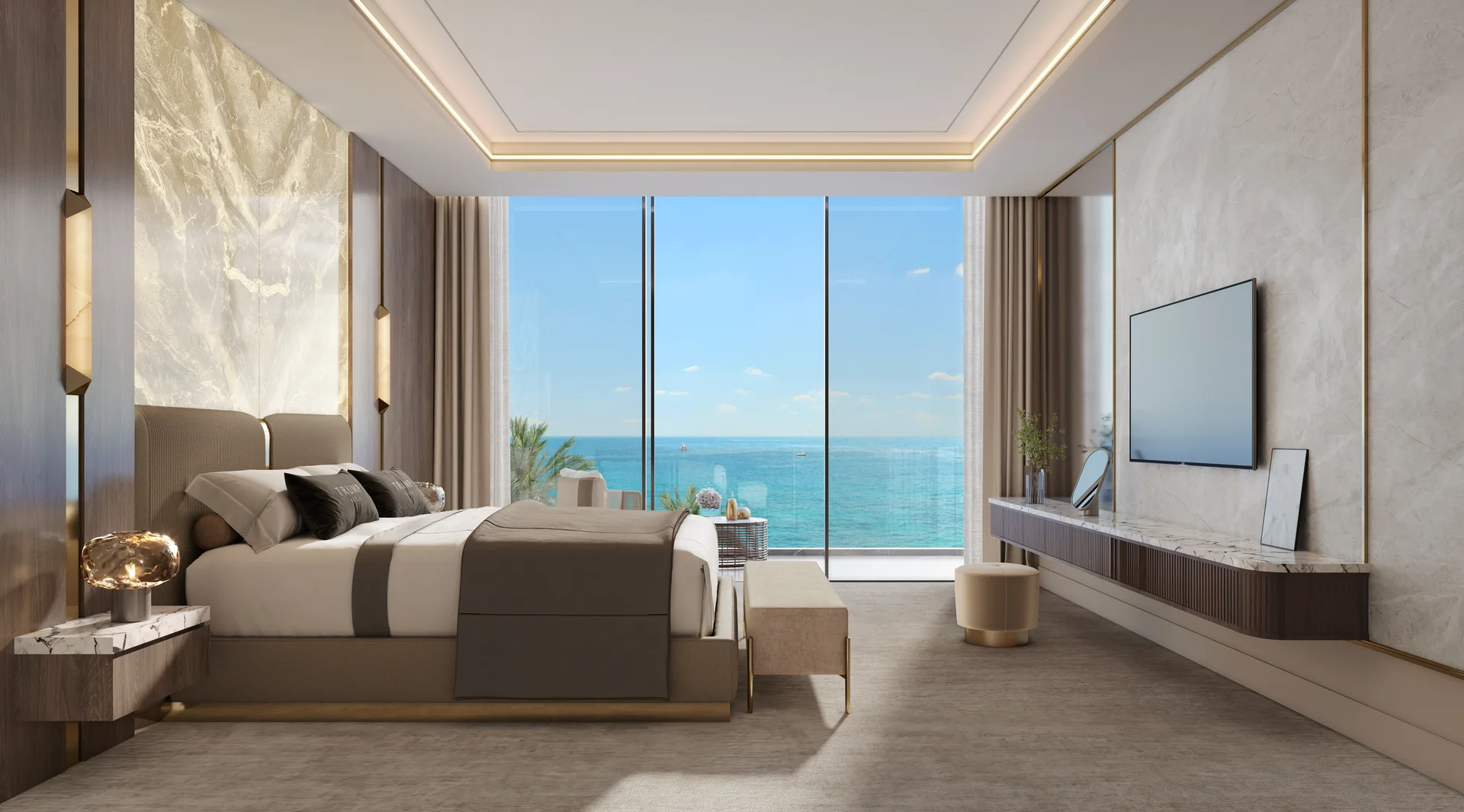 Luxury villa master bedroom interior AIDA City Oman